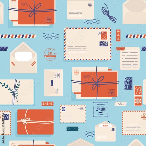 Christmas envelope with cute stamps