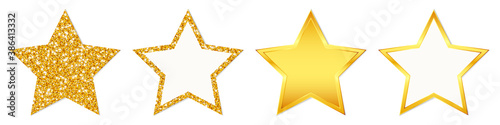 Set Vier Gerade Goldene Sterne Glitzer Und Glanz