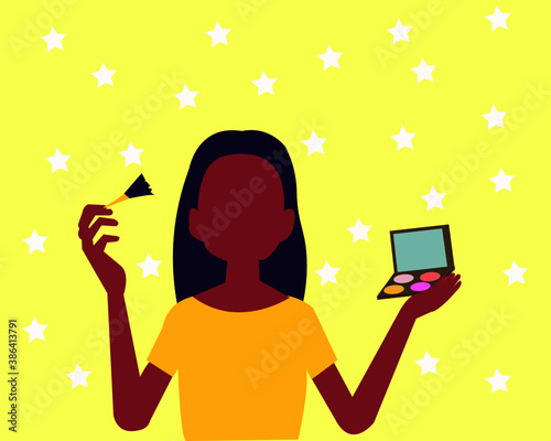 girl with makeup and brush, makeup blogger