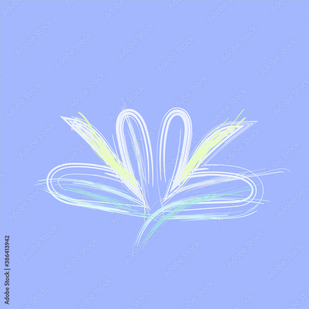 White Calla lilies in the shape of a heart on a blue background