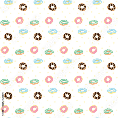 Seamless pattern vector design of sweet doughnut food