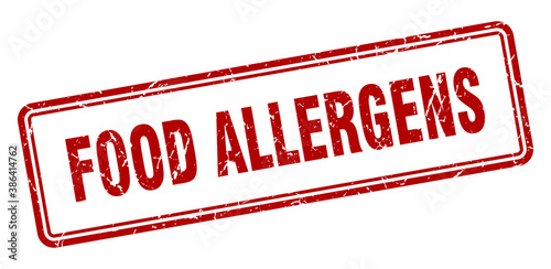 food allergens stamp. square grunge sign on white background