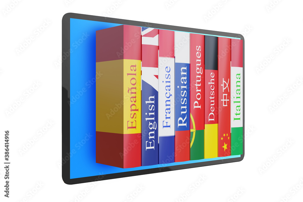 Online language learning - 3d rendering Online language learning - 3d rendering