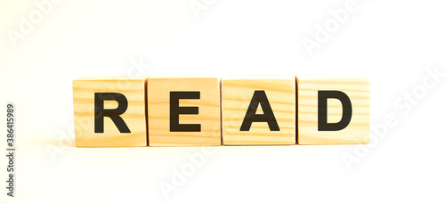 Wooden cubes with letters. For your concept. Wooden cubes on a white background.