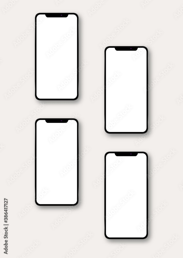Clean realistic smartphones with blank screens vector grid. Clean realistic smartphones with blank screens vector grid.