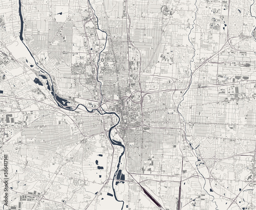 map of the city of Columbus, Ohio, USA