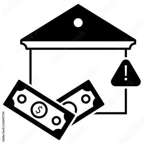 Repay outstanding debts Failure Concept, bankruptcy vector Glyph icon design, Credit Loan and Financing Symbol on White background