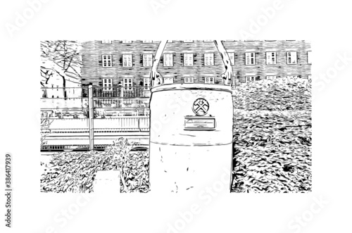 Building view with landmark of Bochum is a city in western Germany. Hand drawn sketch illustration in vector. photo