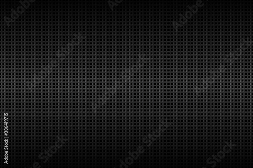 Geometric perforated square background. Abstract black metallic square background. Carbon texture. Simple vector illustration