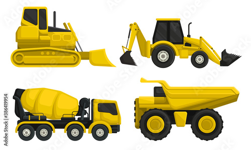 Heavy Machinery or Transport for Construction Work Vector Set