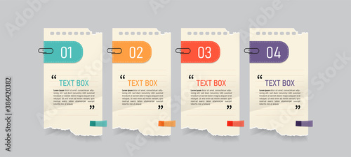 Text box banner design with note papers.