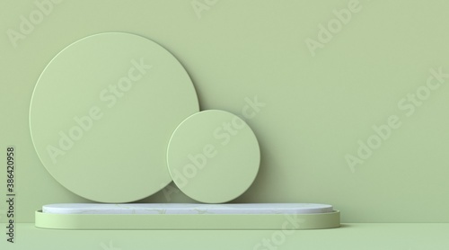 Abstract mock up podium with two circles 3D