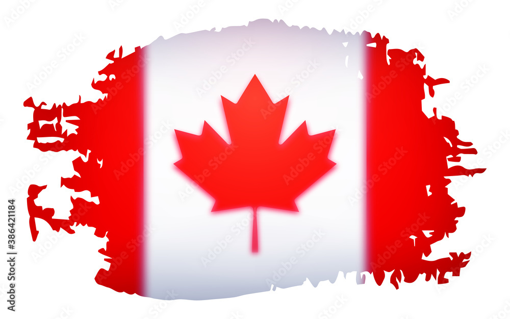 Flag of Canadian, Canada. 3d realistic vector illustration isolated on white background. Stereoscopic effect. Texture smear. Flag of Canadian, Canada. 3d realistic vector illustration isolated on white background. Stereoscopic effect. Texture smear.