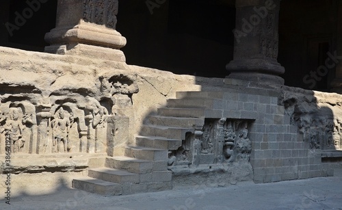 stone carving and Sculptures at Ellora caves ,UNESCO world heritage site near Aurangabad, Maharashtra, India