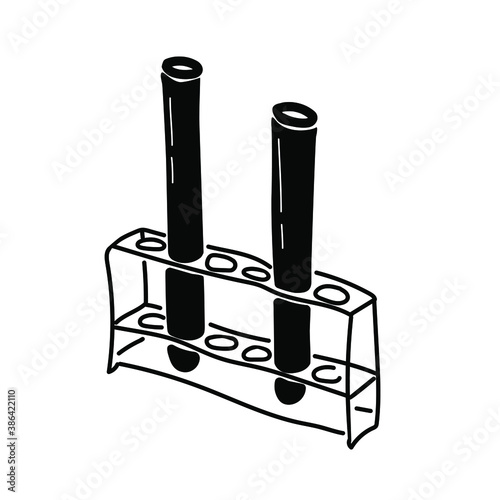 Silhouette of a pair of test tubes on a stand, medical laboratory equipment for research vector illustration