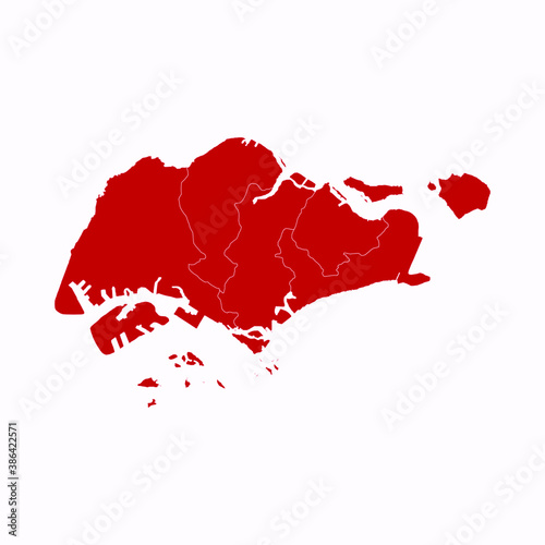 Canvas Print High Detailed Red Map of Singapore on White isolated background, Vector Illustra