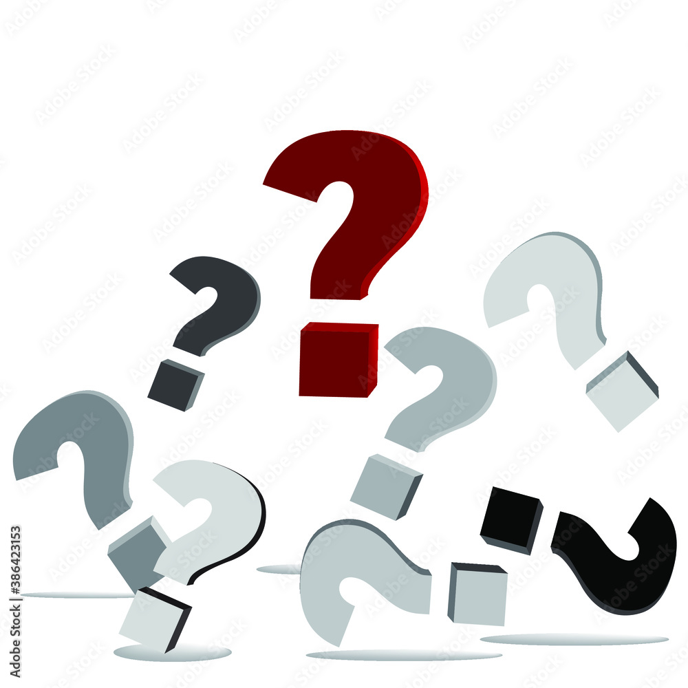 3d shape Question mark on white background.