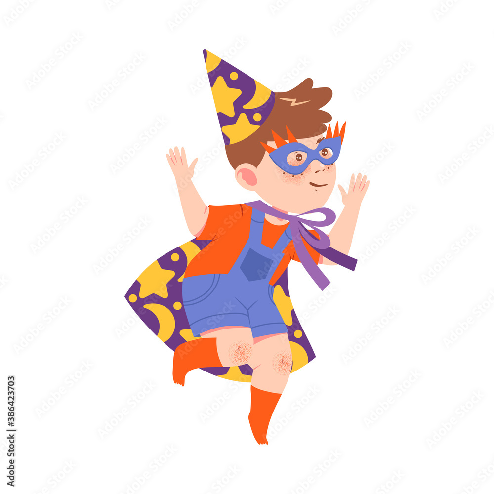 Cute Boy in Halloween Costume, Little Child Dressed as Magician, Happy Halloween Party Festival with Kid Trick or Treating Cartoon Vector Illustration Cute Boy in Halloween Costume, Little Child Dressed as Magician, Happy Halloween Party Festival with Kid Trick or Treating Cartoon Vector Illustration