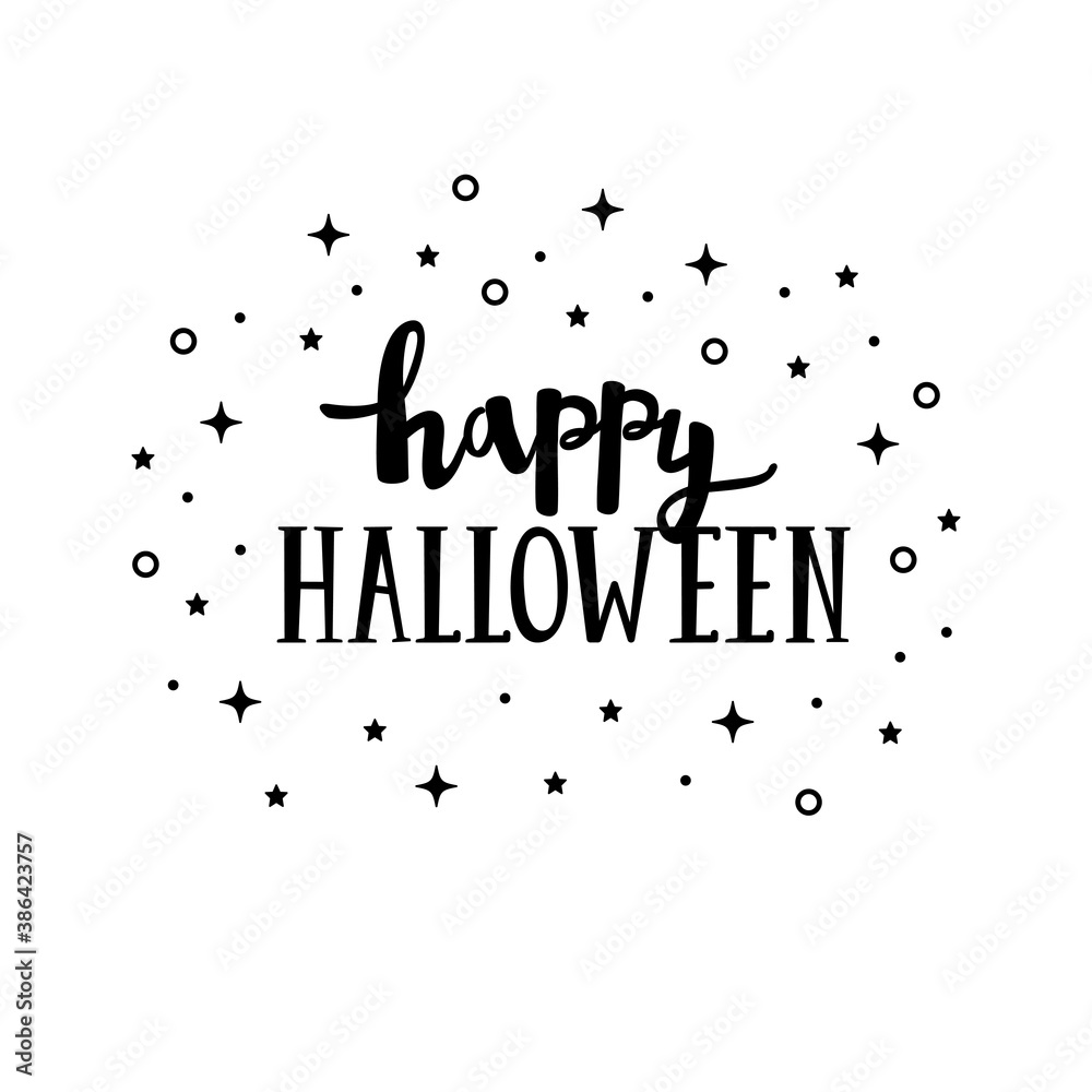 Happy Halloween lettering with stars