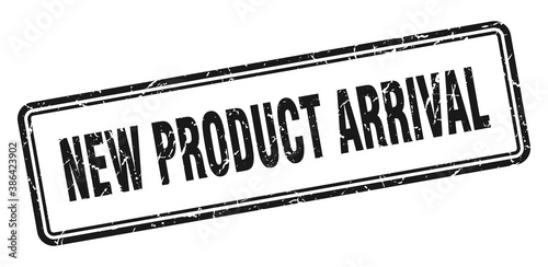 new product arrival stamp. square grunge sign on white background