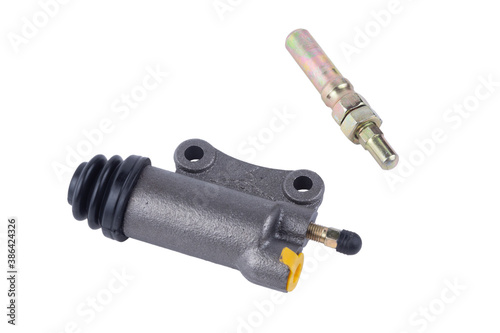 New clutch slave cylinder, cylinder isolated on a white background.