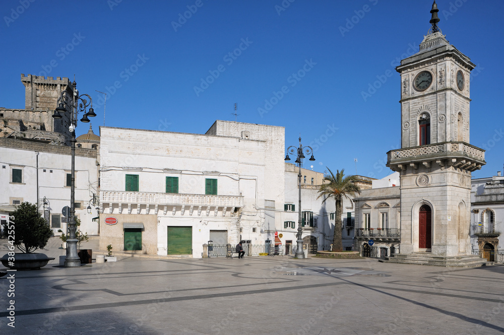 Plebiscito square, Clock Tower, Ceglie Messapica, Puglia, Italy, Europe