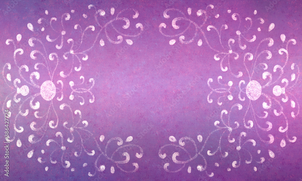 purple magical christmas and festive background decorated with ornate brush-drawn patterns. Bright background for invitations, cards