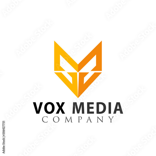 Initial Letter V or M Colorful Vox Media logo design vector Illustration