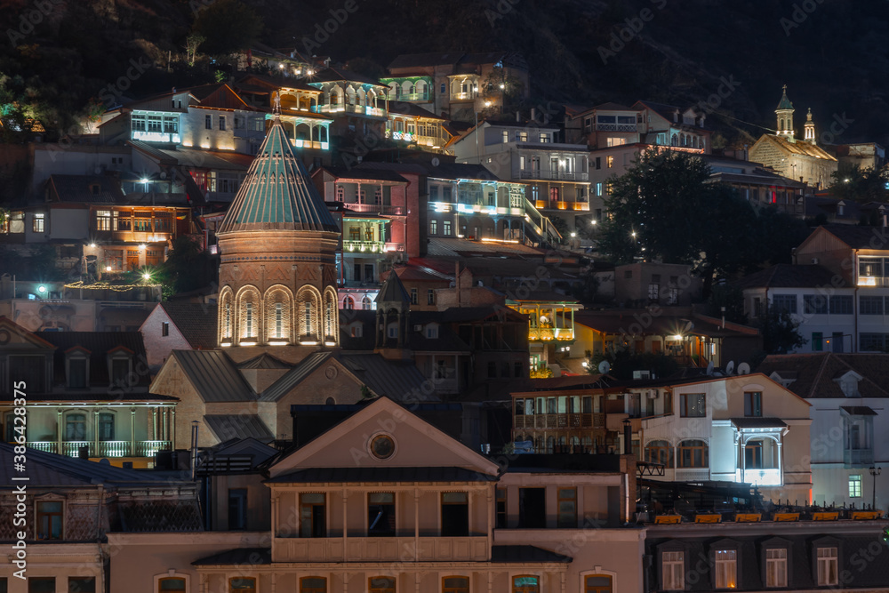 Night view of Old District Abanotubani. Tbilisi, Georgia
