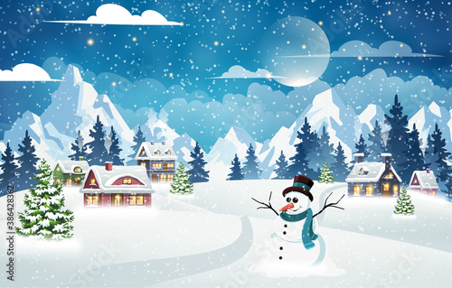 Winter mountain village