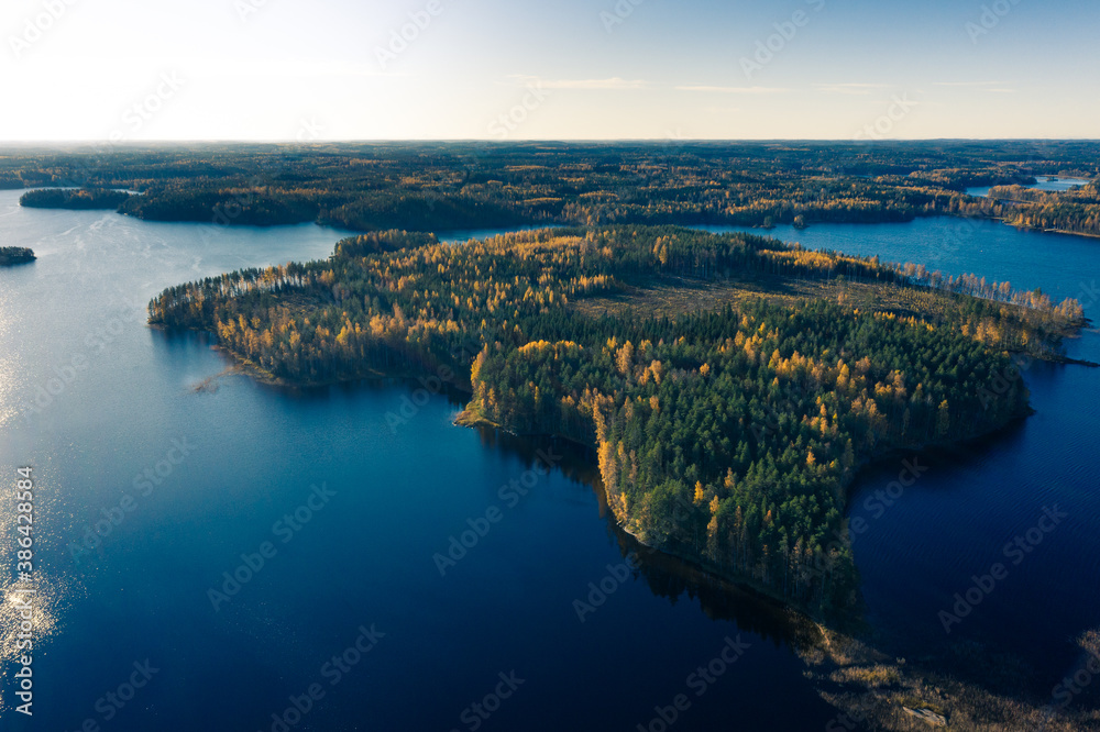 aerial view of lake saimaa in finland