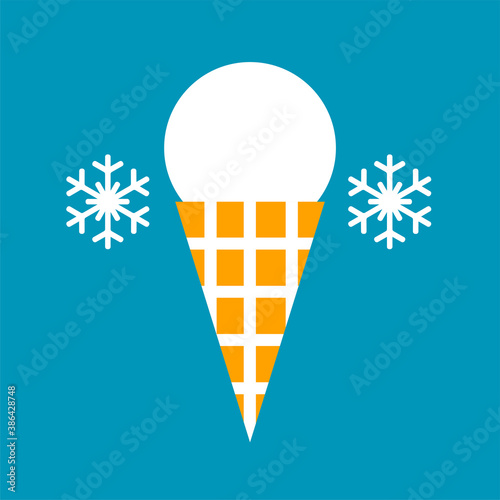 Vector icon with delicious ice cream in a waffle tube. Isolated illustration in flat style.