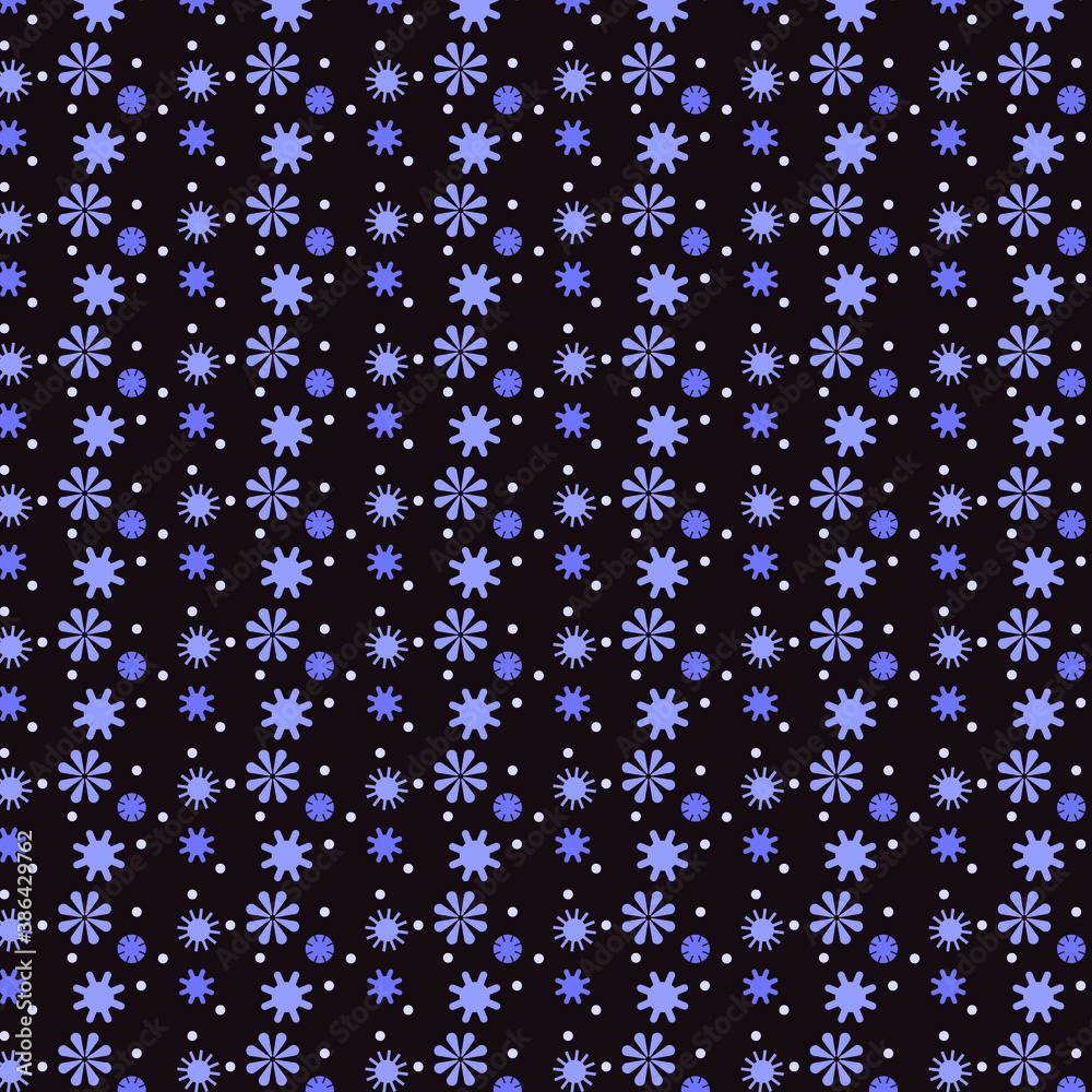 Seamless pattern in light purple on black background. can be used for wrapping paper, wallpaper, business cards etc.