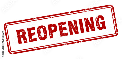 reopening stamp. square grunge sign on white background