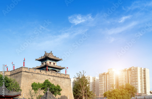 The corner tower of the ancient city wall of the Ming Dynasty was built in 1374 in Xi an  China.
