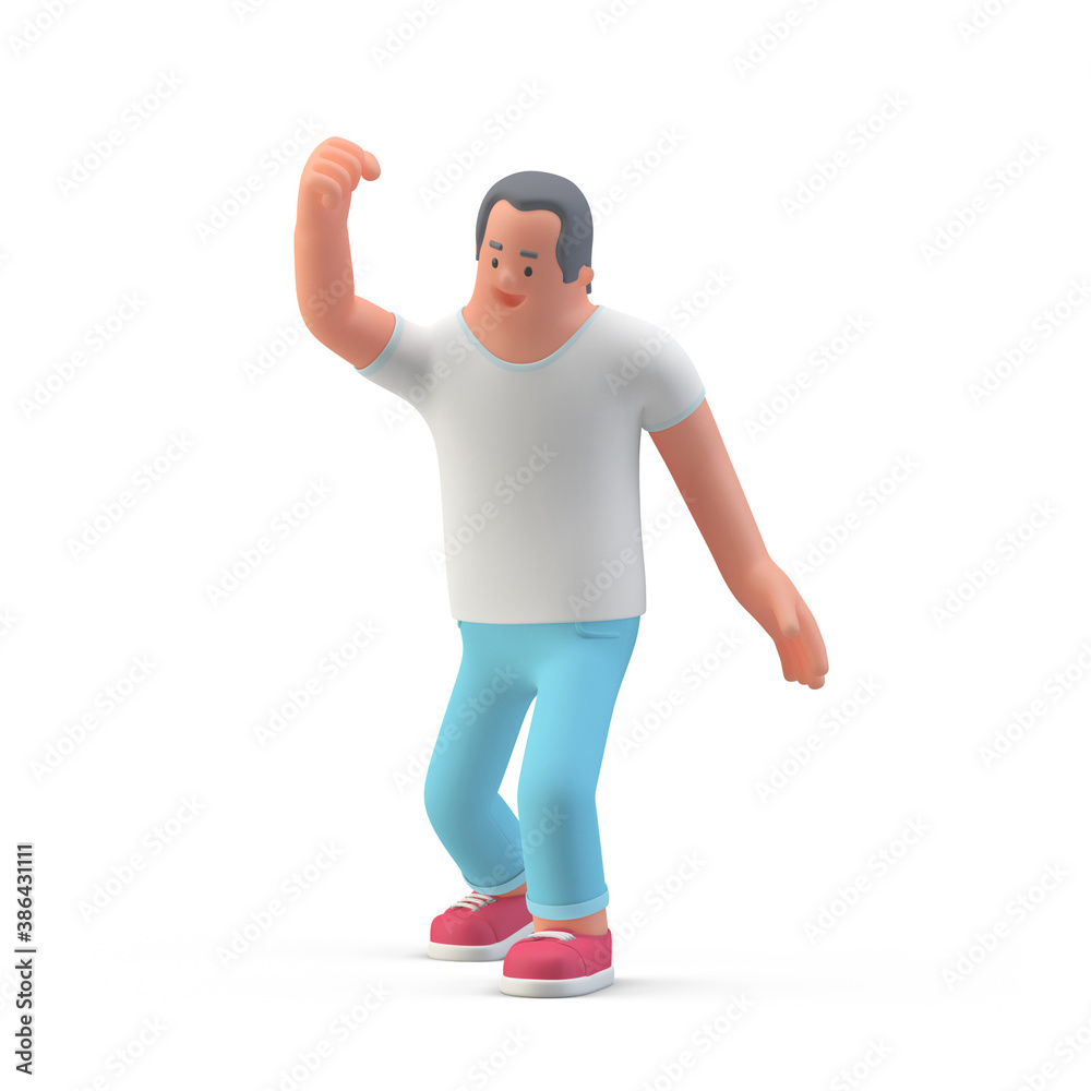 Man triumph happy YES did it on white background 3D illustration Man triumph happy YES did it on white background 3D illustration