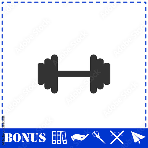 Barbell icon flat