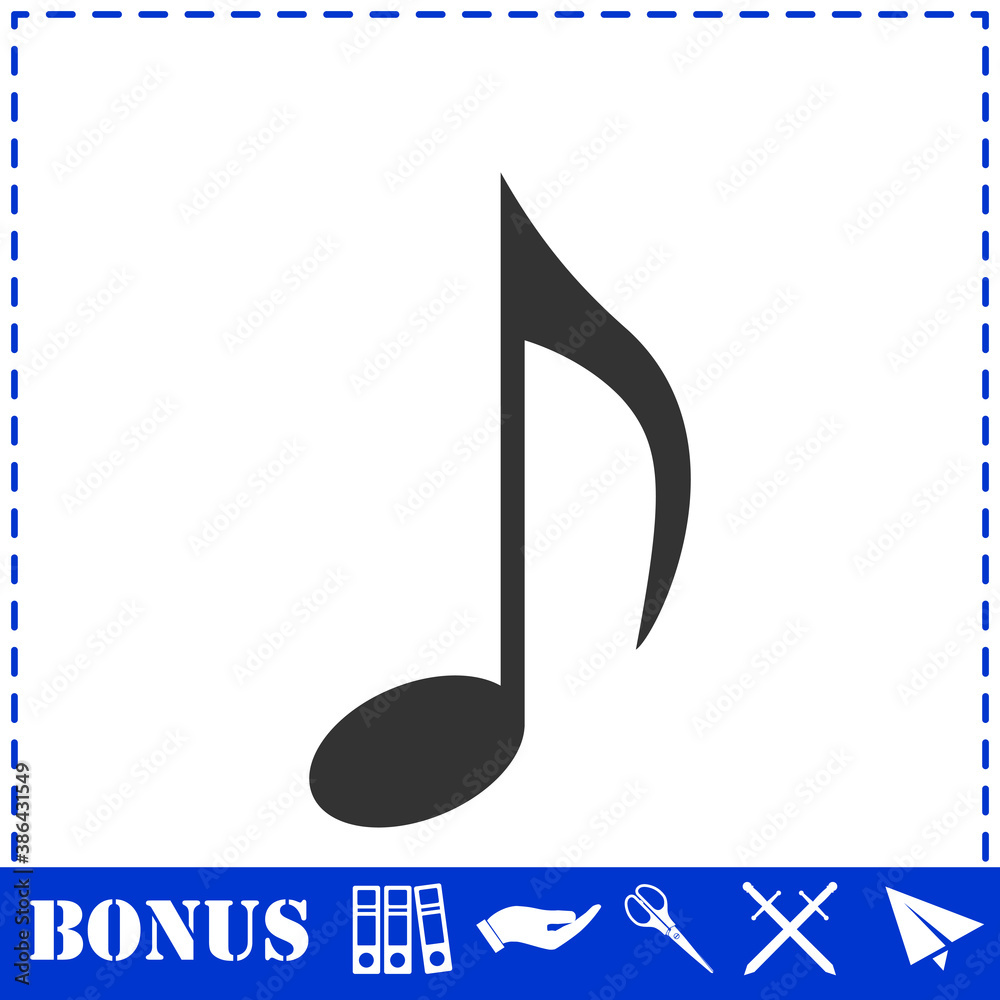 Music note icon flat Music note icon flat