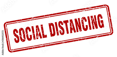 social distancing stamp. square grunge sign on white background