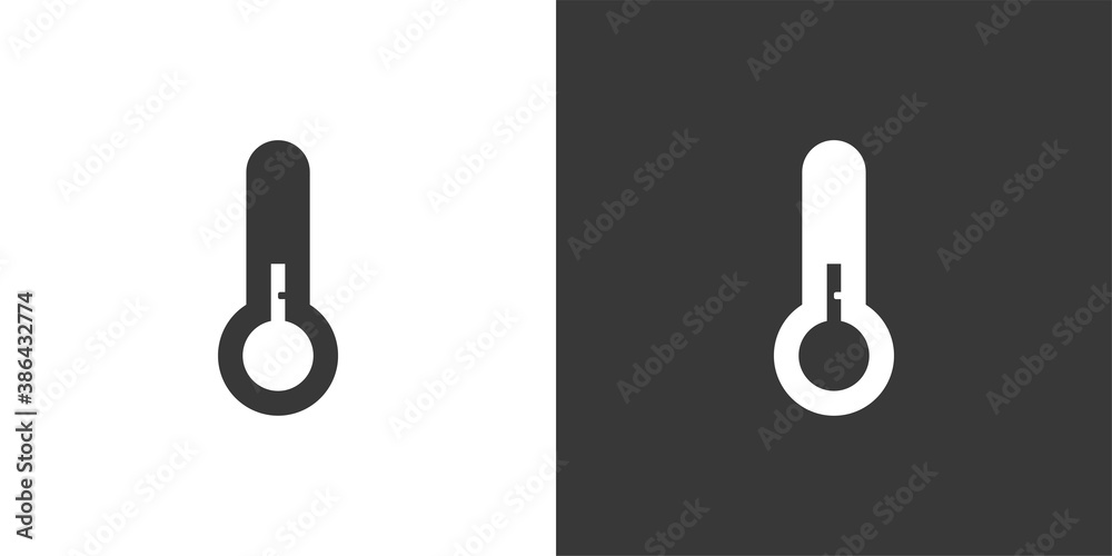 Thermometer. Low temperature. Isolated icon on black and white background. Weather vector illustration Thermometer. Low temperature. Isolated icon on black and white background. Weather vector illustration