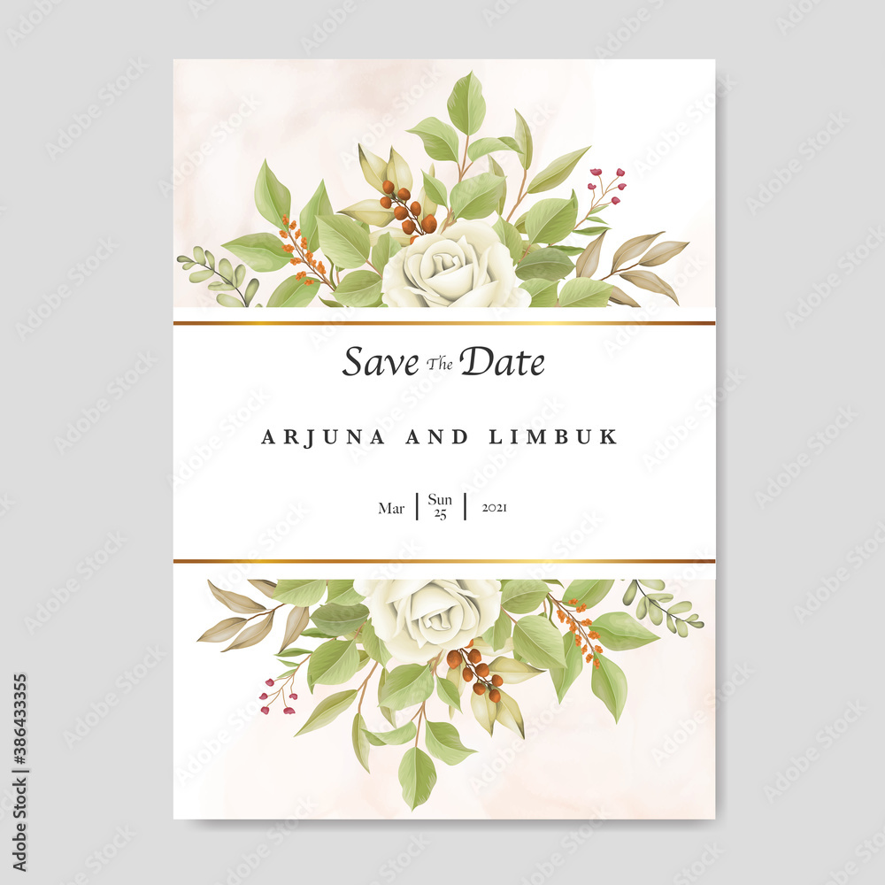 Elegant floral wedding invitation card 