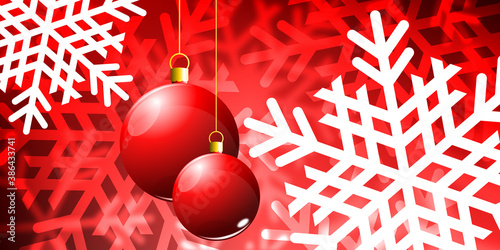 Noël Flocons et Boules Rouge