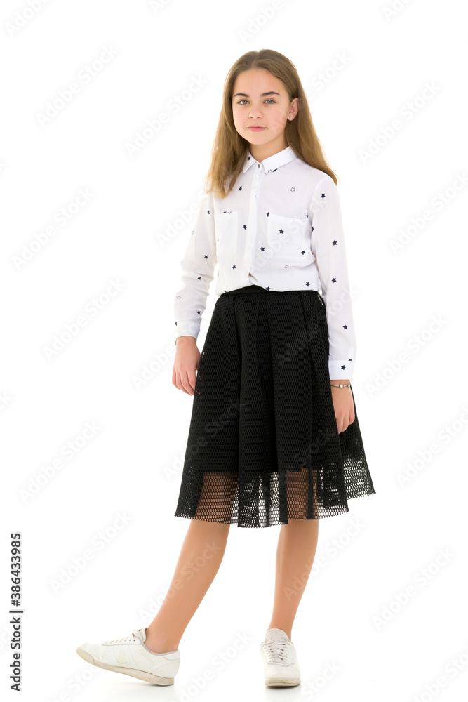 Beautiful school girl with long silky hair. Beautiful school girl with long silky hair.