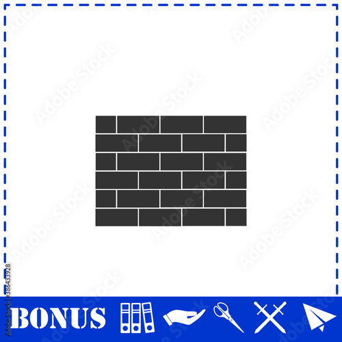 Brick wall icon flat