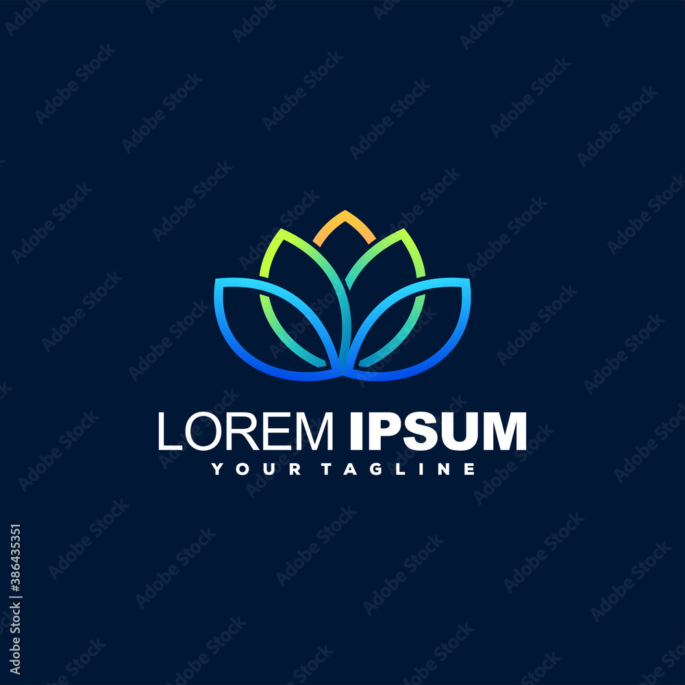 lotus flower gradient logo design