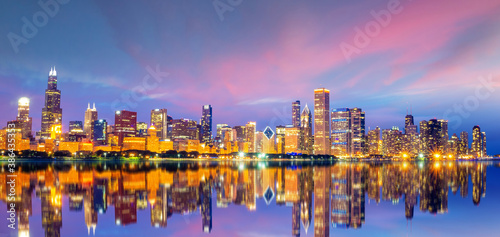 Downtown chicago skyline cityscape in USA