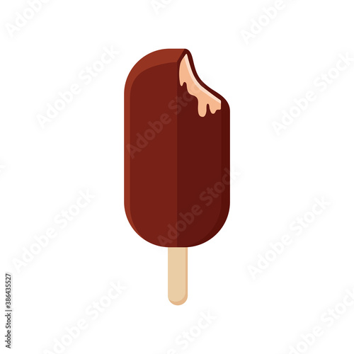 Cartoon ice cream and waffle cone with chocolate gelato ball strawberry mint and vanilla ice cream waffle and sundae topping vector illustration
