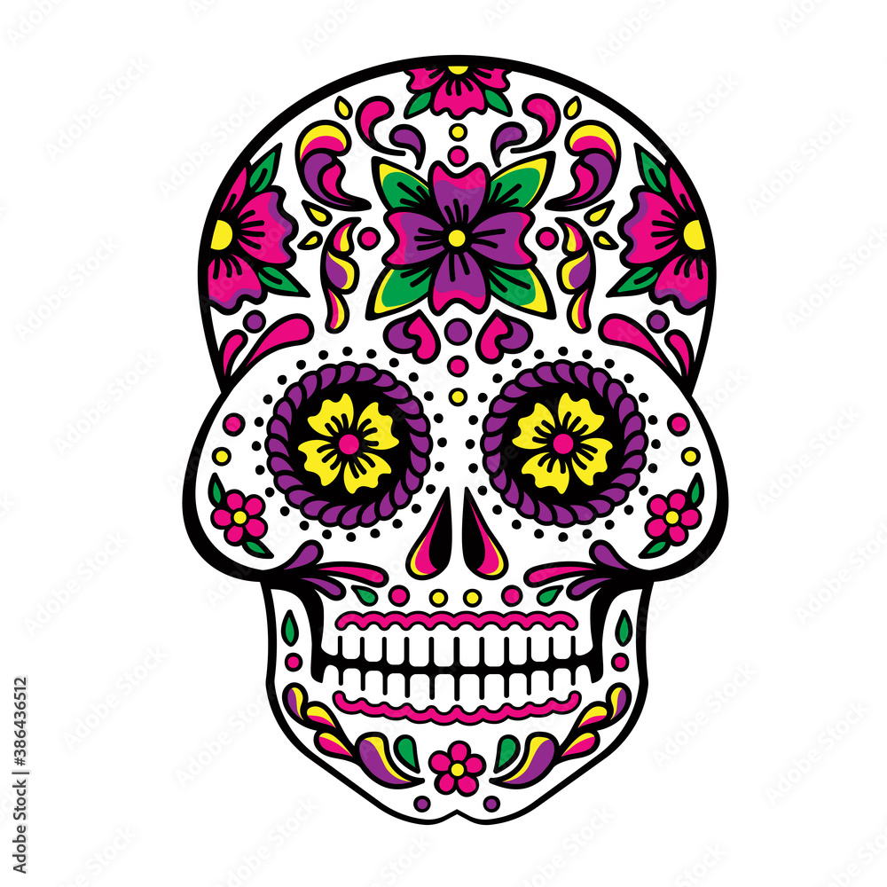Mexican sugar skull, Dia de los Muertos, Skull Vector. Mexican sugar skull, Dia de los Muertos, Skull Vector.