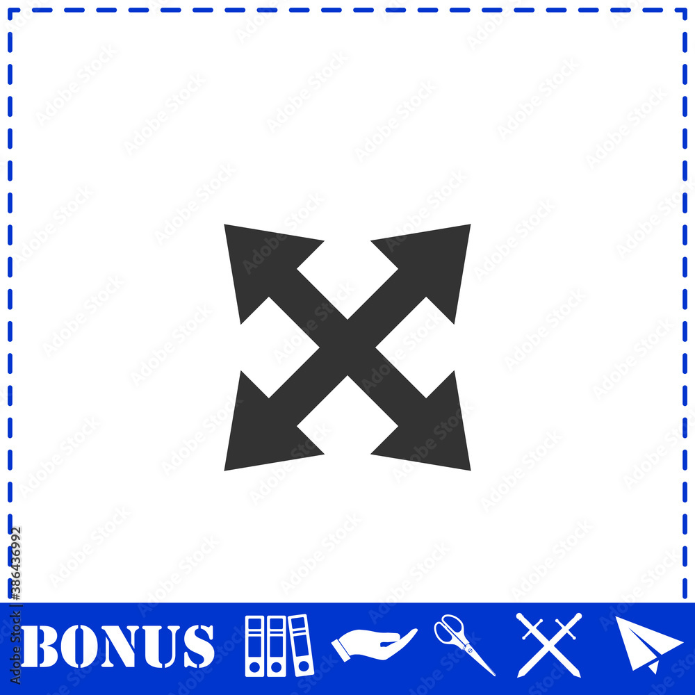 Four arrows icon flat