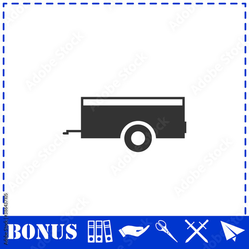 Car trailer icon flat